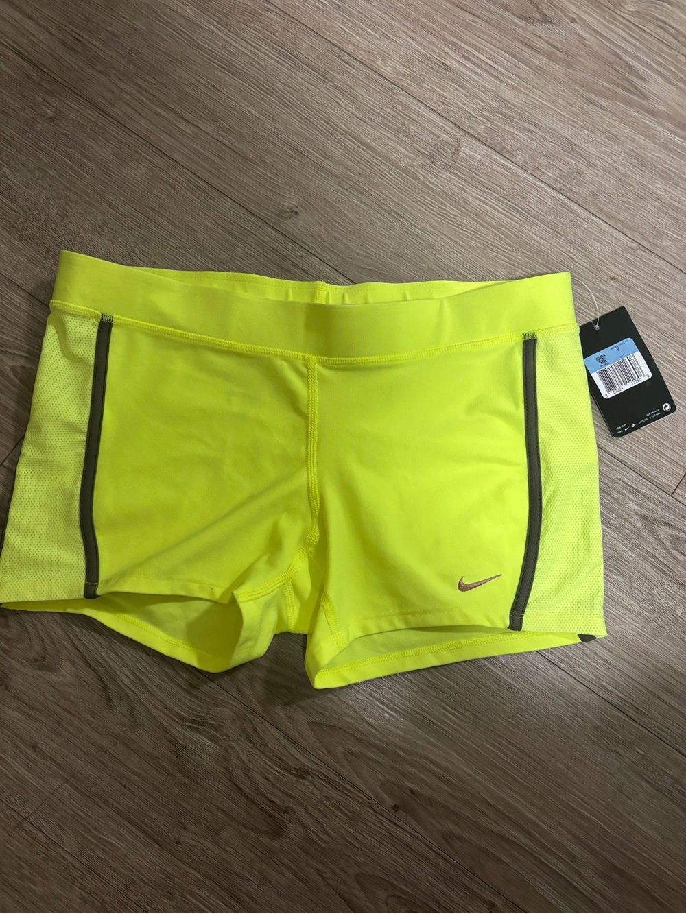 Nike Women's Bright Yellow Running Bike Shorts with Reflective Trim